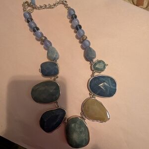 Chico's Laura Blue and Silver Bib Necklace